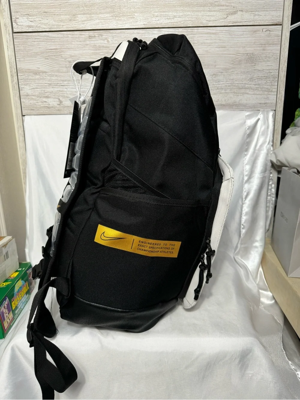 Nike Elite Pro Basketball Backpack Black White Gold Athletic Gym Bag New - Picture 3 of 5
